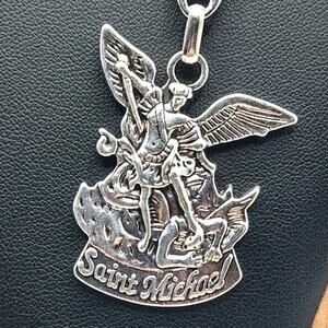 Archangel Saint Michael Keychain Stainless Christian Catholic Faith Birthday NEW